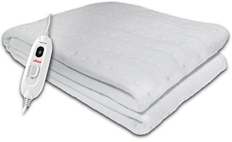 Ufesa Flexy Heat CIE Calientacamas Eléctrico Individual, 150x90cm, 60W, Reversible, 3 Niveles de Temperatura, Apagado Automático, Lavable, Manta Térmica, Calefacción de Cama, Blanco