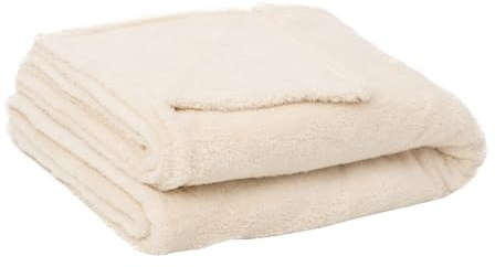 ENGLISH HOME Kuscheldecke, Flauschig Decke, Flanell Fleecedecke, Warm Wolldecke, Weich Sofadecke, Hochwertige Couchdecke, Damen, Softy, Creme, 130x170 cm