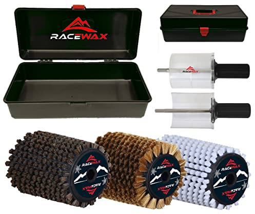 RaceWax Set Roto Bürste 100mm Nylon Roßhaar Kupfer Rotorbürste Rotobürste Stick