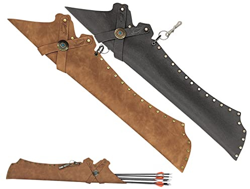 Elkrich Arrow Quiver Hip Quiver for Arrows Waist Hanged Arrow Holder Adjustable PU Leather Hip Arrows Bag (Gray)