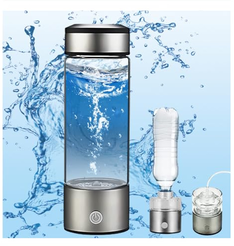 Hydrogen Water Bottle Generator,Portable Hydrogen Water Ionizer Machine, Hydrogen Water Pitcher with New PEM/SPE Technology,Hydrogen Rich Water Glass Health Cup for Home Travel(420ML)