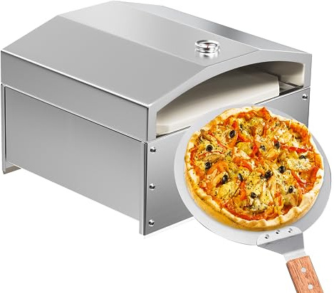 Stainless Steel Outdoor Pizza Oven with Pizza Stone Kit Accessory Set for Traeger/Pit Boss/Camp Chef/Embers Wood Pellet Smoker Grills