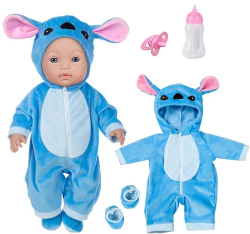 Cartoon Strampler Puppenkleidung mit Vorrat beinhaltet Brustwarze und Fütterungsflasche für 43cm / 17 Zoll Neugeborene Babypuppen (Keine Puppe)