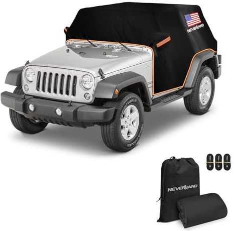 Copertura per cabina Wrangler Jeep Wrangler JKU JLU 4 porte 2007-2024, mezza copertura per auto NEVERLAND impermeabile Oxford con striscia riflettente, copertura per cabina parasole e neve, colore