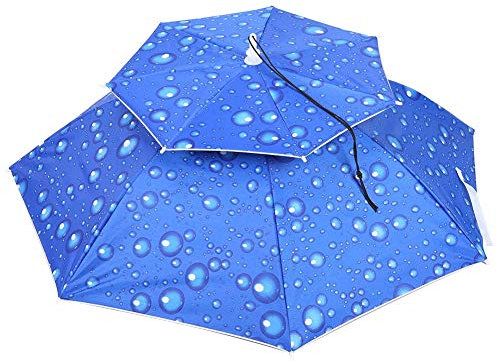 MINGZHE Doppelschichtiger Regenschirm, Sonnenschirm, Outdoor-Angeln, Sonnenschutz, Windbeständigkeit und Regenschutz, 76,7 cm, Sonnenschutz, Winddicht, Am Kopf Montierter(Regentropfen blau)