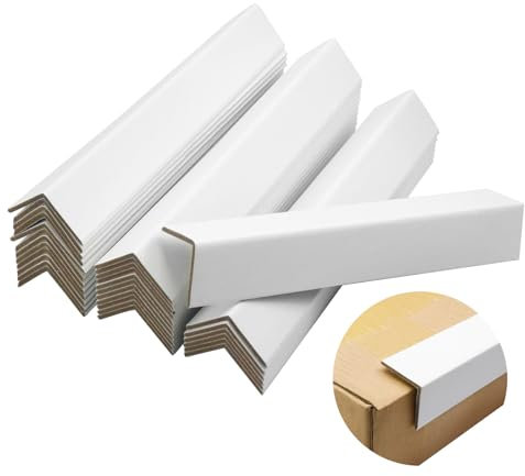 HEVSTIL Kantenschutz aus Karton, 5,1 x 5,1 x 30,5 cm, weißer Kraftkarton-Eckenschutz, verstärkter V-Board-Kantenschutz für Paletten, Kartonecken für Versand, Palettenschutz, 30 Stück