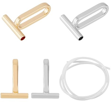 SUPERFINDINGS 4PCS 2 Colors Alloy Pin to Pendant Converter Brooch Converters with 1 Set 49.5cm Silicone Tube Hose for Changing Brooches Pins to Pendant