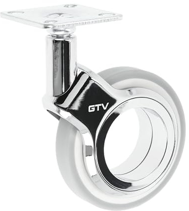 GTV - Möbelrollen GIRA | Lenkrollen | Rollen für Möbel | ohne Bremse | Durchmesser 75 mm | aus Kunststoff und Stahl | Verchromt + grau matt