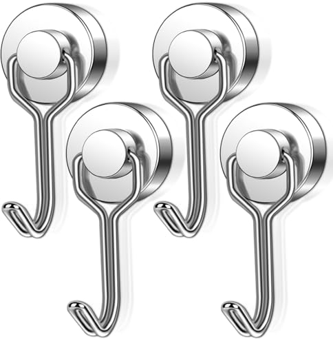 swihorab Magnethaken Extra Stark Gancio magnetico extra forte, gancio magnetico al neodimio da 20 mm portata 15 kg, gancio magnetico girevole, gancio in metallo antiruggine, 4p Magnete Haken