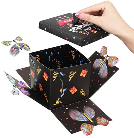 Überraschungsbox Geburtstag Geschenkbox DIY mit Fliegende Schmetterlinge Explosion Box Pop Up Surprise Box für Geburtstag Abschluss Partydeko