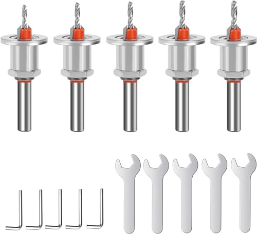 KEWAYO 5 Pezzi 8mm Punte da Trapano Svasate per Falegnameria, Punte da Trapano Affusolate per Foratura del Legno