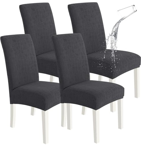 Ystyle Stretch Stuhlhussen 4er Set, Stuhlbezug Elastischer, Hussen Für Stühle Abnehmbarer, Stuhlbezüge Chair Cover Langlebig Universal, Für Bankett Deko Und Hochzeit Partys, Dunkelgrau