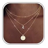 Dochais Halskette Damen, Layered Gold Kette Hypoallergen Lange Kette Silber 925 Verstellbarer Wasserfest Goldkette Damen