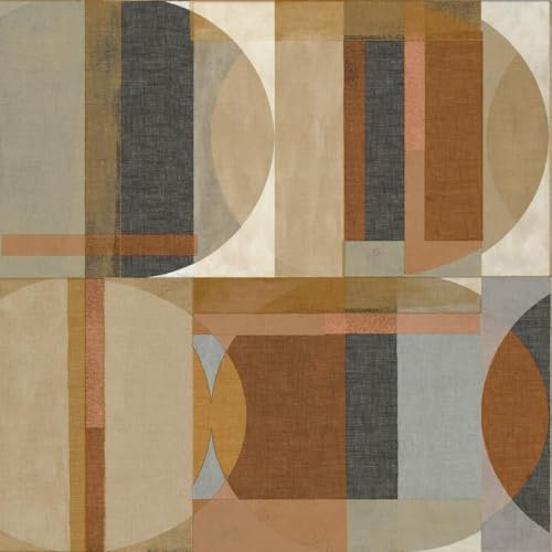 Arcadia Geometric Circle Brown Wallpaper - Retro Vintage Abstract Stylish Trendy - Textured Paste The Wall Vinyl