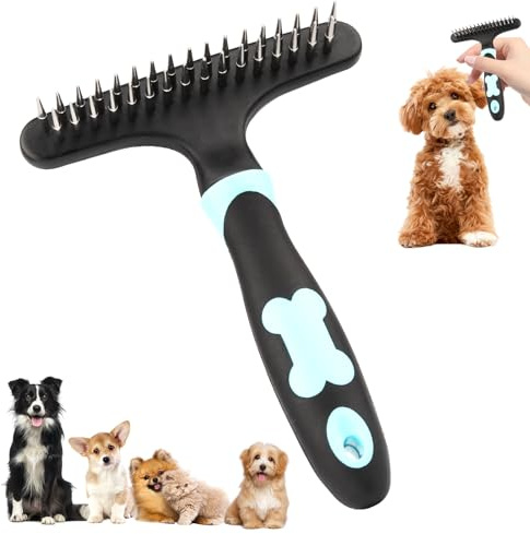 PENCHUAN Fellentwirrer Entfilzer für Langhaar Hunde & Katzen, Hundestriegel mit zwei Reihen Pins, Haustier Harkenkamm zur Entfernung von Unterwolle und Verfilzungen