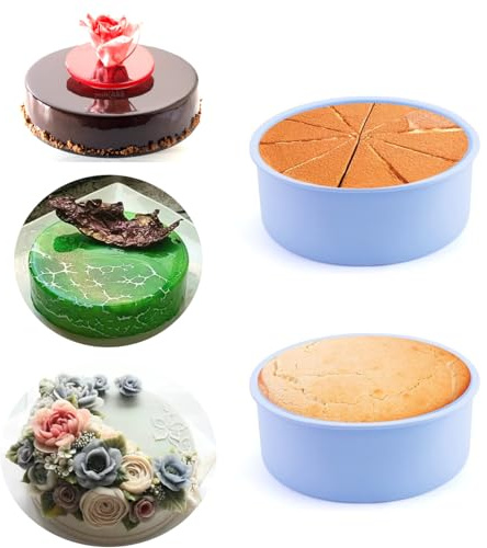 Qtuie Silikon Backform Rund 15cm, 2 Stück Silikonform Kuchenform Silikon-backform Silikonform Backformen für Heißluftfritteuse Airfryer Silikonbackform für Schichtkuchen Käsekuchen Kuchen und Brot