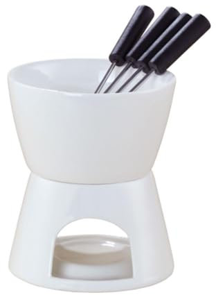 Tasse à fondue au chocolat, ensemble de chauffe-beurre en céramique avec 4 fourchettes, ensemble de fondue, pot à beurre chauffe-plat avec pot chauffant
