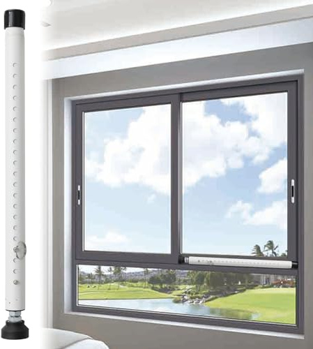 Harrms Sliding Door Security Bar, Adjustable Window Locks 45-128cm, Patio Door Stopper with Rubber Tips, Anti-Burglar Reinforcement Lock for Home and Apartment, White