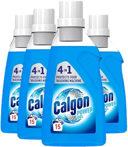 Calgon 4-in-1 Washing Machine Cleaner and Water Softener Gel 750 ml, Pack of 4, Removes Limescale, Residue, Dirt, Rust & Malodours, Deep Clean