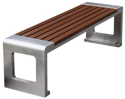 Lizhuzhuzs28 Parkbank Gartenbank aus Edelstahl for den Außenbereich, mit Sitzfläche aus Kunststoff und Holz, for Balkon, Innenterrasse, Stuhl ohne Rückenlehne Gartenbank(Klein)