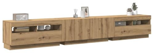 Homgoday TV-skåp med LED Hantverk 260x35x40cm Flera lager, Skåp Möbler TV-Dörr Bottenskåp För Vardagsrum Soffbord Industriellt TV-ställ Vardagsrum