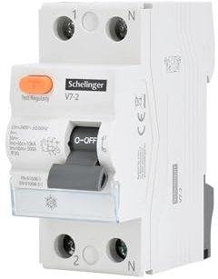 Interrupteur différentiel AC 2 pôles 25 A 100 mA, protection contre les surcharges, pour installations électriques et sécurité des circuits.