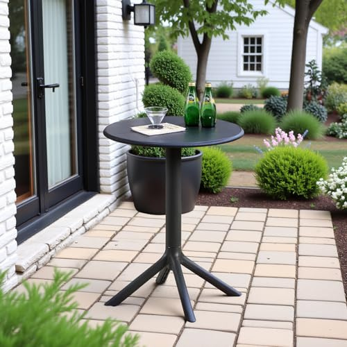 buybyroom Balkon Tisch, Lounge Tisch Outdoor, Round Balcony Table, Kunststoff Garten Beistelltisch, Terrassentisch, Kleiner Gartentisch Bistrotisch Outdoor, Stabil, Langlebig und Einfach zu Reinigen