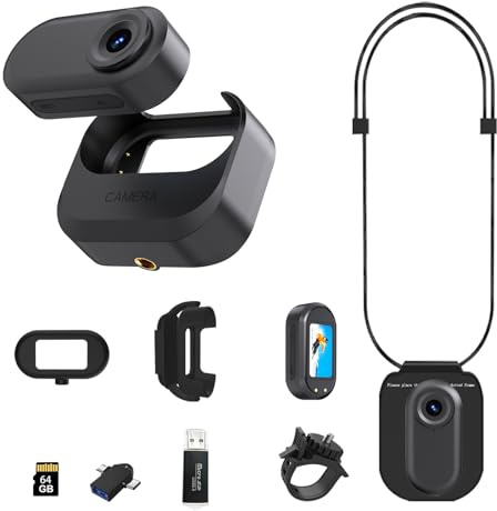 64GB Mini Body Cameras, 1080P Wearable Action Bodycam,Thumb Size Hands Free Recording Body Worn Camera with Magnetic Clip, Vlogging Camera With Audio and Video Recording for Cycling,Pet,Travel(Black)