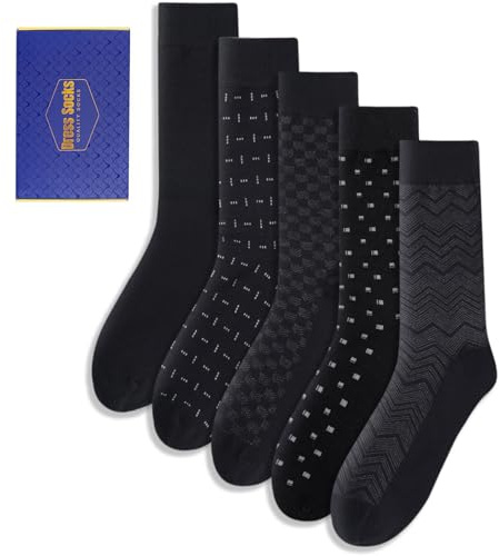 Caldodo Mens Socks 7-11, Cotton Smart Dress Socks for Men, Black