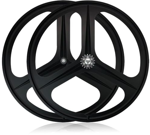 700C Fixed Gear Fahrrad-Laufradsatz 3 Speichen Bahnrad Vorder- Und Hinterrad Magnesiumlegierung V-Bremse Durchgehende Achse 100/120mm Naben Für Single Speed