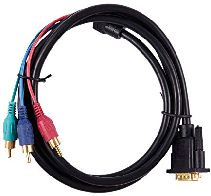 Lafeier 1.5M 4.9Ft VGA 15 Pin Male to 3 RGB Video Cable Adapter Black