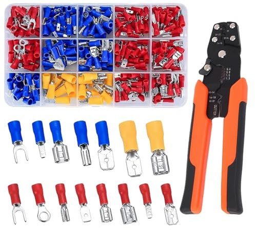 280 Stück Kabelschuhe Set,0,5–6,0 Mm² Kabelschuhe,Kabel Steckverbinder,Kfz Kabelverbinder,Enthält 1 Crimpzange,Hochwertige Materialien,Einfache Installation