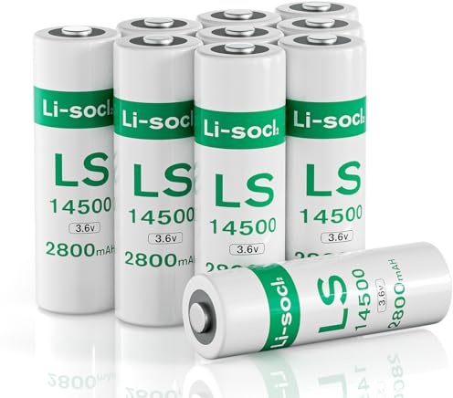 10 Pack LS1450O ER14505 Batteries, 2800mAh 3.6V AA Lithium Batteries Li-SOCL₂ Non-Rechargeable ER1450O Battery for Water Electricity Meter Generic Battery