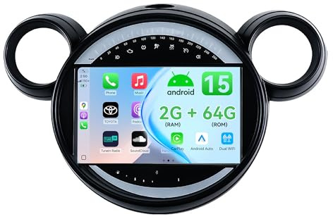 MSD 2G+64G - 9 Inch Car Stereo For BMW Mini Cooper R56 R60 (2007-2014) | Android 15 GPS Navigation Radio | Carplay Android Auto Volant Dual Band WiFi DSP DAB Bluetooth | Rear Camer | 2 Din