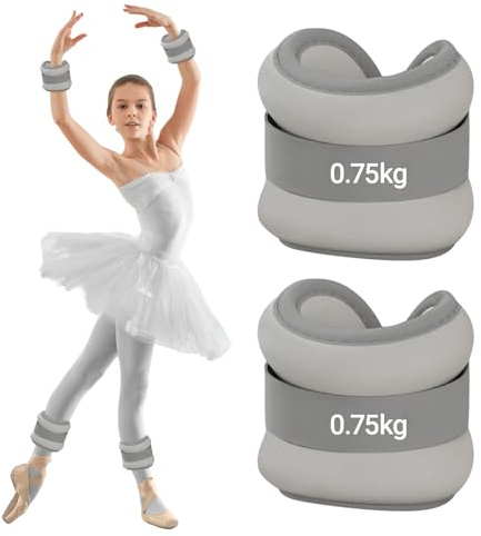 Pesi alla caviglia regolabili, pesi da polso e caviglia, set da 2 pezzi (0,75 kg), polsini per peso, peso alla caviglia, adatti per principianti e bambini, ideale per pilates, yoga, jogging, grigio