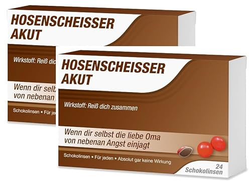 Lustige Pillen Hosenscheisser Akut Pille 2er Set, als Geburtstagsgeschenk. für alle Angsthasem Spaß, Anti Stress, gute Laune, witzige Geschenkidee für Mann und Frau