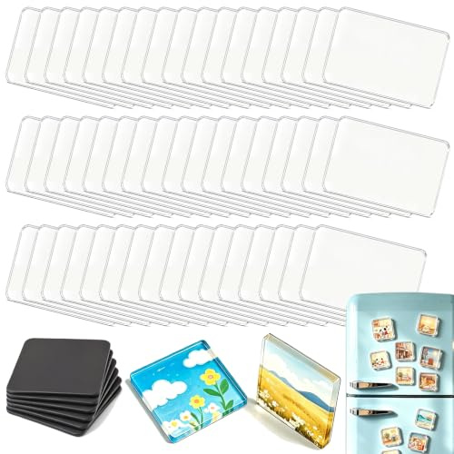 50Pcs Acrylic DIY Fridge Magnet Kit, Magnetic Refrigerator Picture Frames | Size 2x1.2, Photo DIY, Clear Acrylic with Adhesive Backing, Suitable for Crafts, Kitchen, Classroom, Party & Office