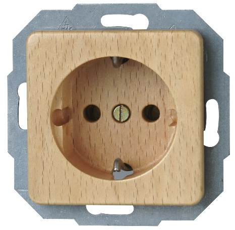 Kopp MILANO Schutzkontaktsteckdose aus Buchen-Echtholz - Hochwertige 1-fach Unterputz-Steckdose 16A - Stilvolle IP20 Einbausteckdose ohne erhöhten Berührungsschutz - Steckdosen-Unterputz 250V~