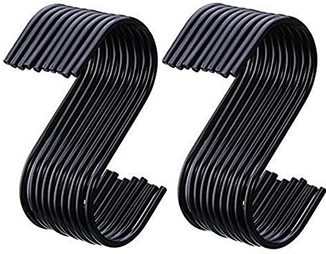 EMCLVD BJ-SHOP S-Haken,S-Form Haken Garderobe Edelstahl Schwarz 20 3,5 Paket fur Kuche, Bad, Schlafzimmer und Buro……