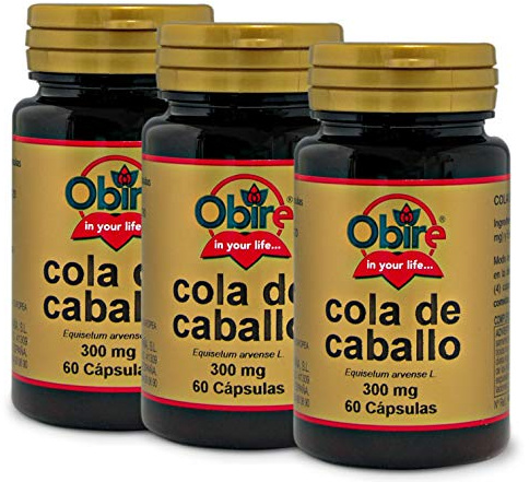 Obire - Cola de Caballo - 180 Cápsulas - Bote para 3 Meses - Ayuda para la Retención de Líquidos y Pérdida de Peso - Favorece Tracto Urinario - Pack 3