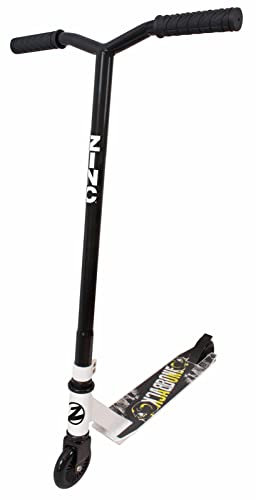 Zinc Backbone Stunt Scooter for Kids Ages 8+ – Lightweight Pro Scooter with 360° Handlebar Spin, Solid Steel Frame, Double Clamp, ABEC 7 Bearings, Rear Brake, Trick Scooters for Boys & Girls, White