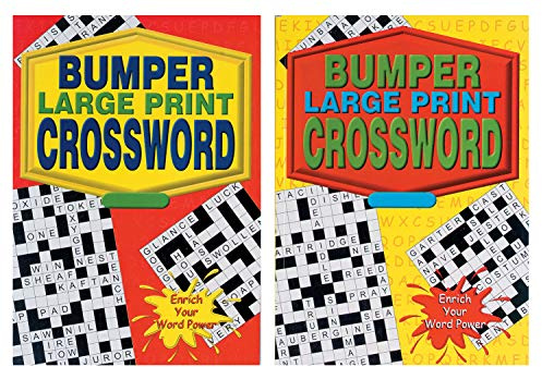 Set of 2 Bumper Large Print A4 Crossword Books 135 Brainteasing Puzzles Each