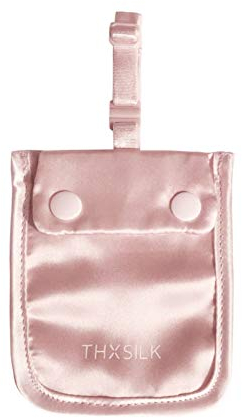 THXSILK Seide Brustbeutel Damen, Geheimer BH-Tasche aus 100% Seide, Anti-Diebstahl BH-Brieftasche mit Einstellbar Gummiband, Versteckte Stash-Tasche Geldbeutel für Reise und Sport, Rosa