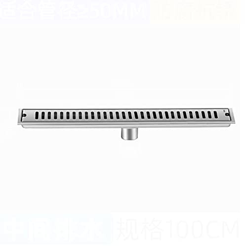 Edelstahl Duschrinne Bodenablauf 20-100cm kann auswählen Duschablauf Klassisches Geruchsverschluß Badablauf extra flach Ablaufdeckel für Badezimmer, WC, Garten, Outdoor (100cm)