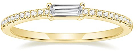 Titaniumcentral Ringe Damen Vorsteckring Schmal Ewigkeitsringe Baguette-Schnitt Zirkonia Verlobungsringe Eheringe Trauringe