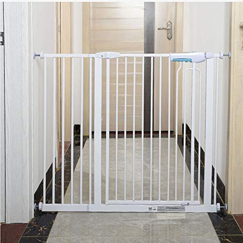 Haustier-Laufgitter, Sicherheitsgitter, extra hoch für Treppen, Türen, druckmontiertes Haustiergitter aus Metall mit Katzen-/Hundetür (120)