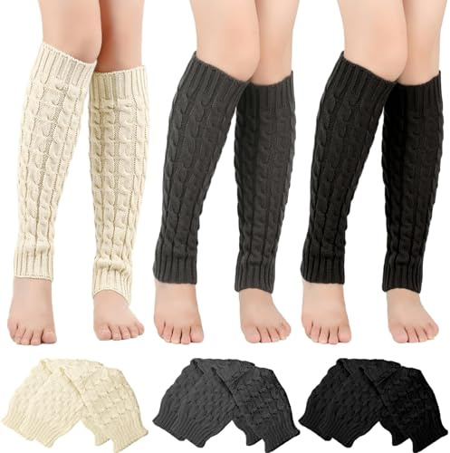 Hpbaggy Jambières pour femmes, jambières tricotées, longues jambières d’hiver pour femmes, pour le ballet, le fitness, le yoga, Blanc., Einheitsgröße (35-45 cm)