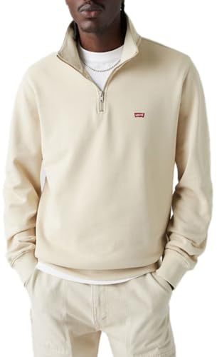 Levi'S Sudadera Original para Hombre con Cremallera 1/4, Gris Claro, S
