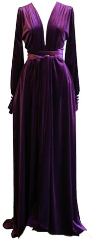 MAYILNSIN Peignoir en velours pour femme - Robe de chambre de demoiselle d'honneur - Vêtement de nuit pour femme - Grande taille, violet, S