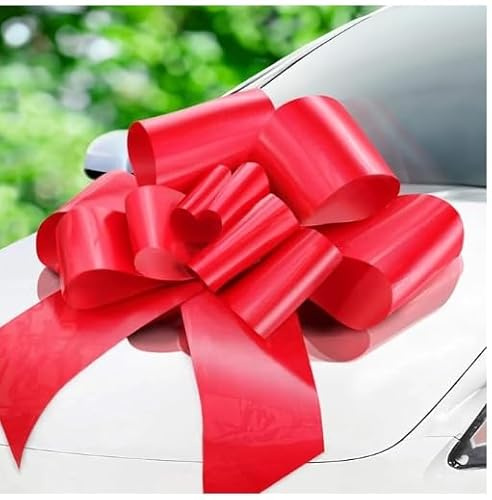 ZephyrCraft Schleife für Auto XXL 76 cm, Große Geschenkschleife, rote Schleife für Auto, Autoschleifen Hochzeit, Weihnachtsschleifen Dekoration, Geburtstag, Hochzeitsschmuck